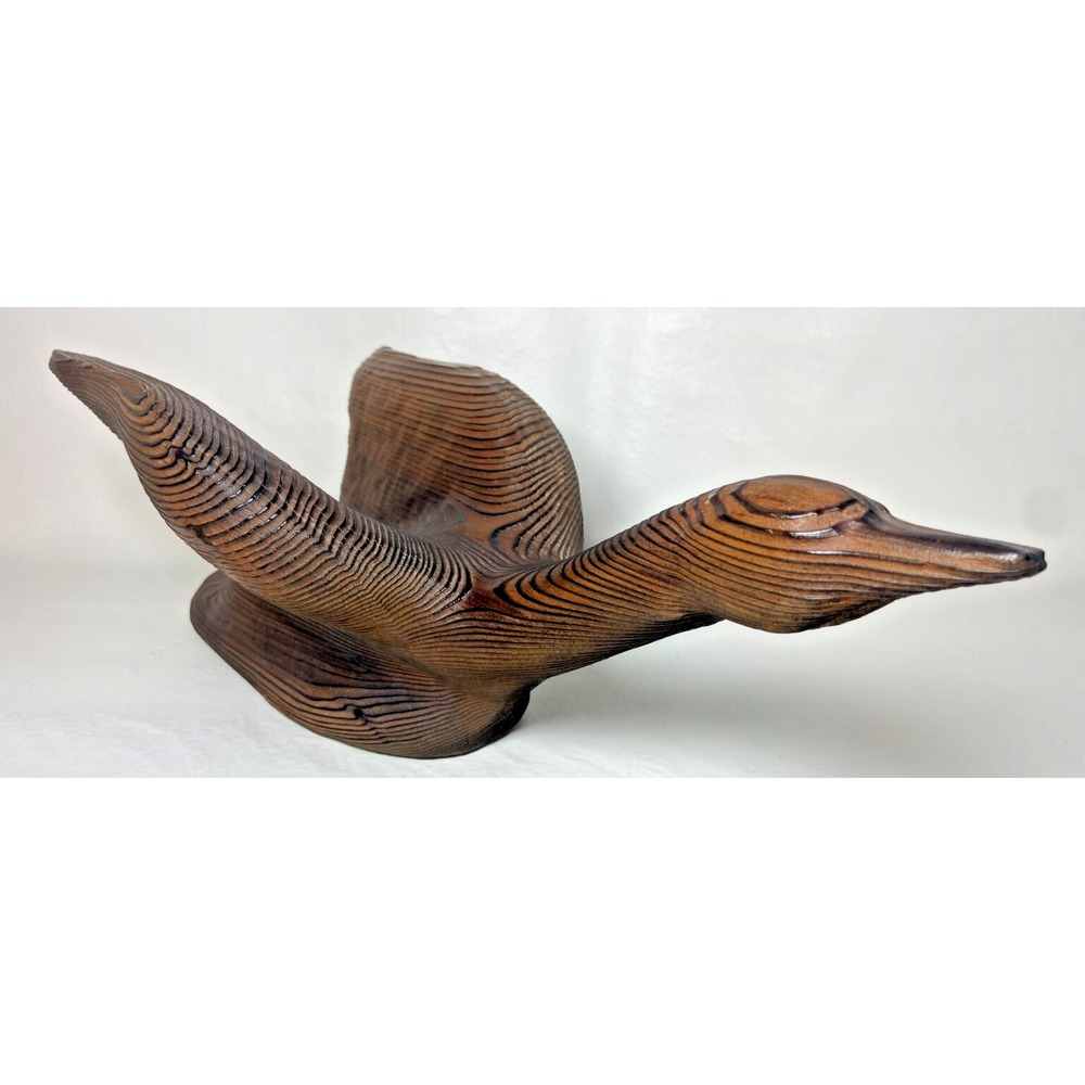 Clydel Originals Hand Carved Redwood Goose Bird MCM 60s‎ 70s CA 18" VTG RARE
